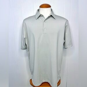 Genteal Light Green Striped Performance Polo Shirt